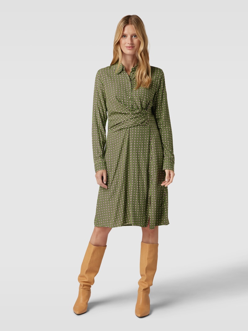 Midikleid aus Viskose mit Allover-Muster in grasgrün