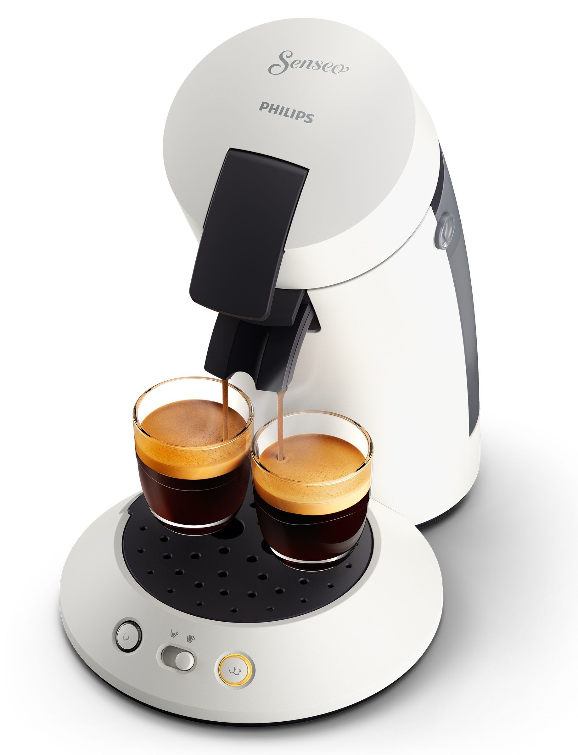 Philips Senseo Kaffeepadmaschine Original Plus CSA210/10, aus 80% recyceltem Plastik, +3 Kaffeespezialitäten, Memo-Funktion, Gratis-Zugaben (Wert €5,-UVP)