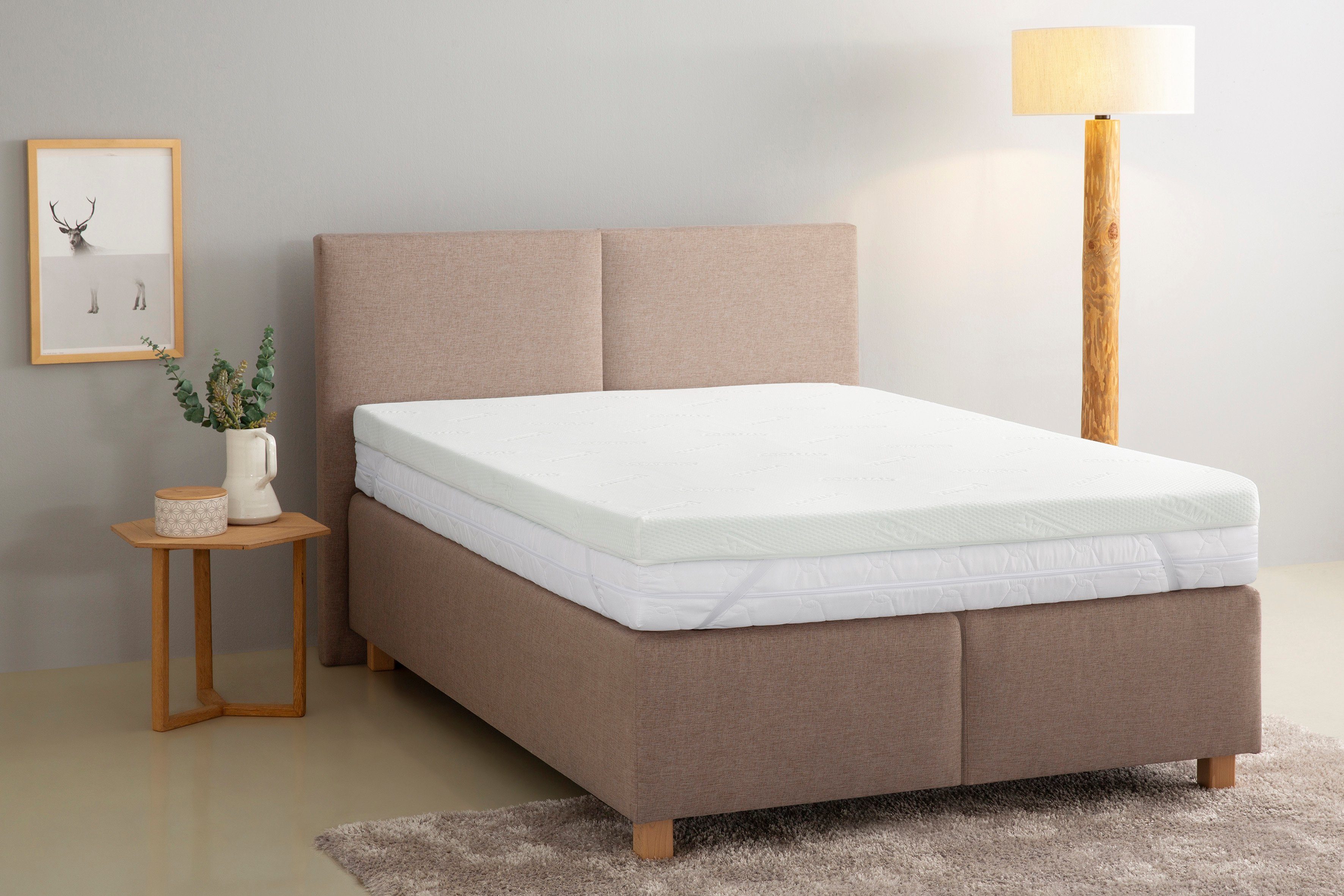 Topper Belize, Topper in 2 Härtegraden, 90x200,140x200 cm und weitere Größen, Älgdröm, 9 cm hoch, Kaltschaum, Kaltschaumtopper mit temperaturregulierendem Coolmax Bezug