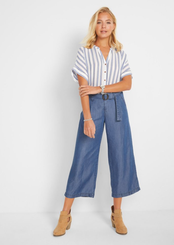Crinkle Bluse, kurzarm