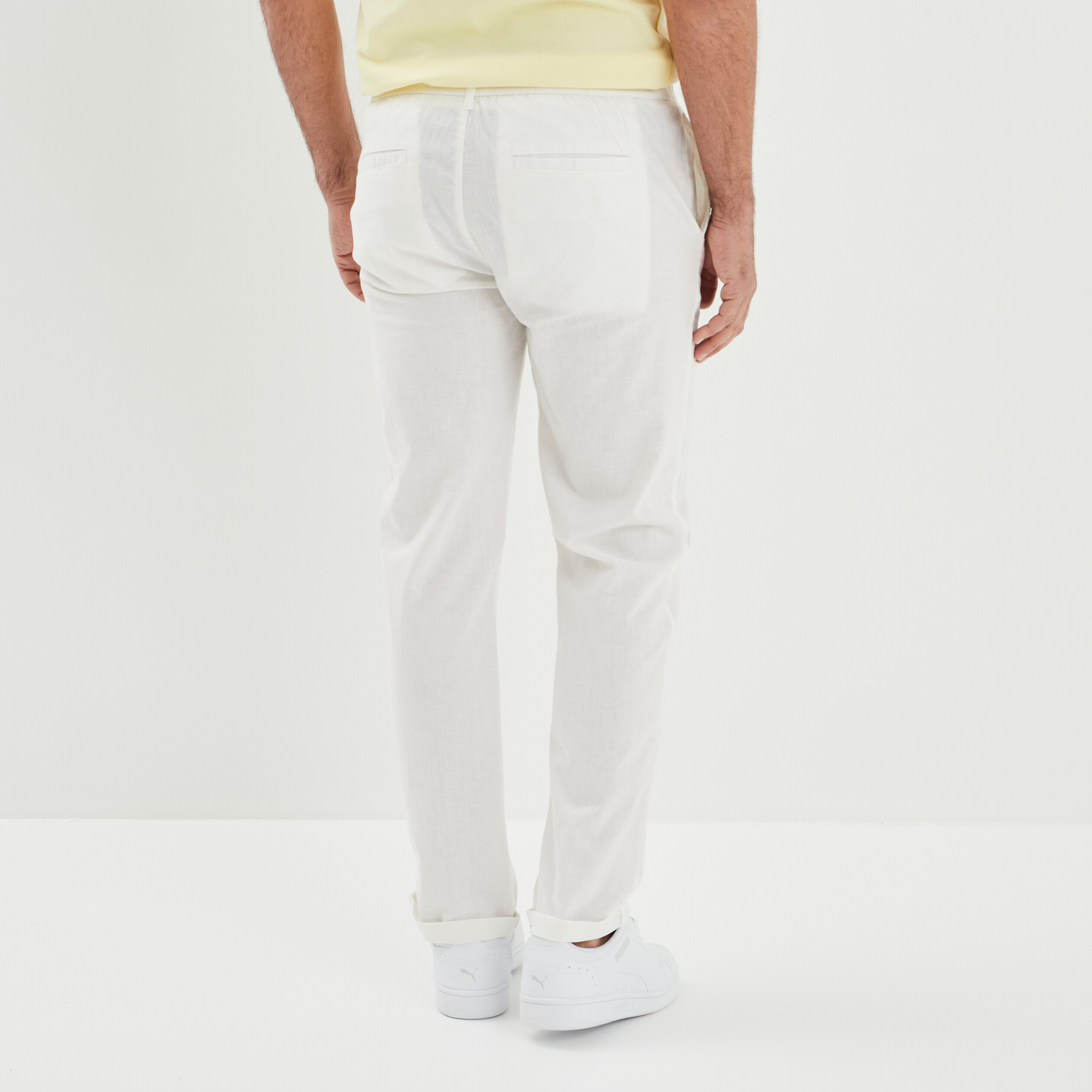 Pantalon chino droit lin majoritaire blanc homme | La Halle