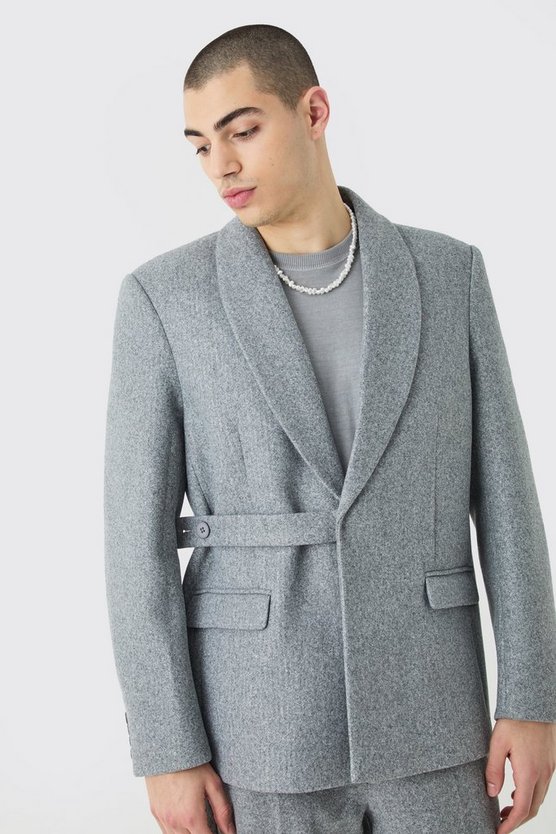 Oversize Blazer aus Wolle mit Träger-Detail