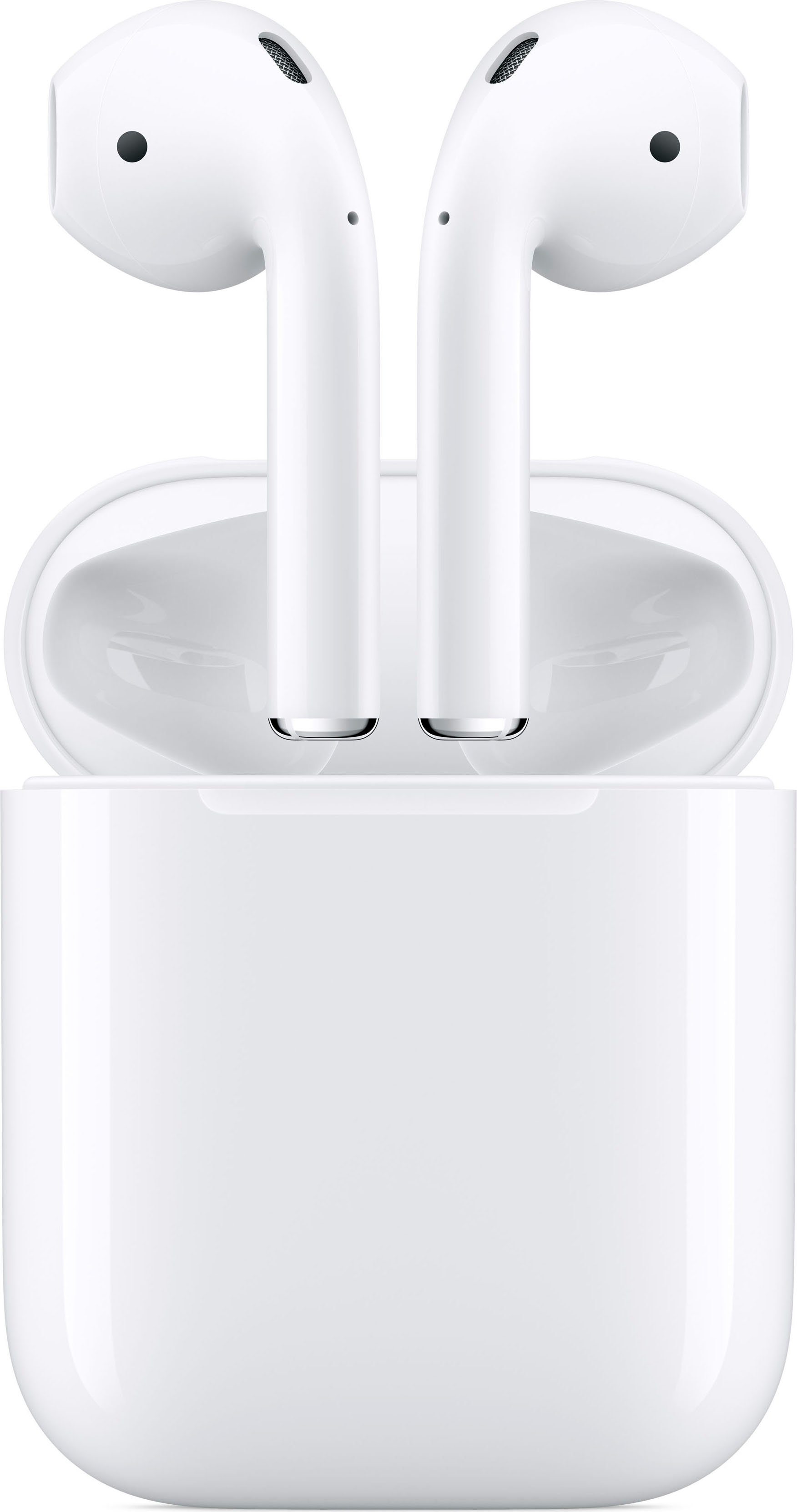 Apple AirPods 2. Generation mit Ladecase (2019) In-Ear-Kopfhörer (Rauschunterdrückung, Sprachsteuerung, True Wireless, kompatibel mit Siri, Siri, Bluetooth, Kompatibel mit iPhone,iPad Air / Mini / Pro, Watch, Mac Mini, iMac)