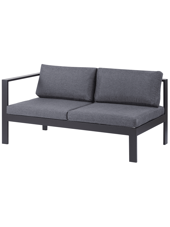 Beliani 4-tlg Lounge Set MESSINA in Schwarz/Heller Holzfarbton/Grau günstig kaufen onesize