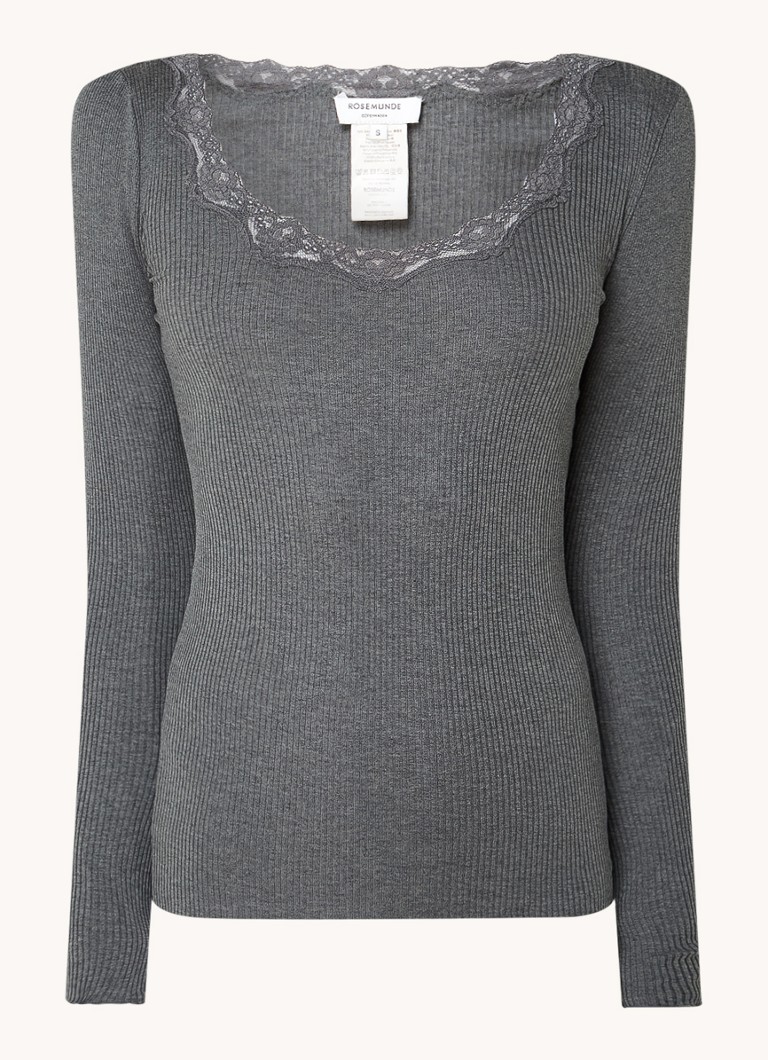 Camicia a maniche lunghe Rosemunde Babette in misto seta con dettagli in pizzo