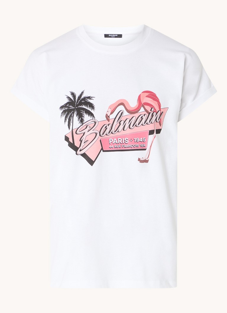 Balmain Flamingo T-shirt with logo print
