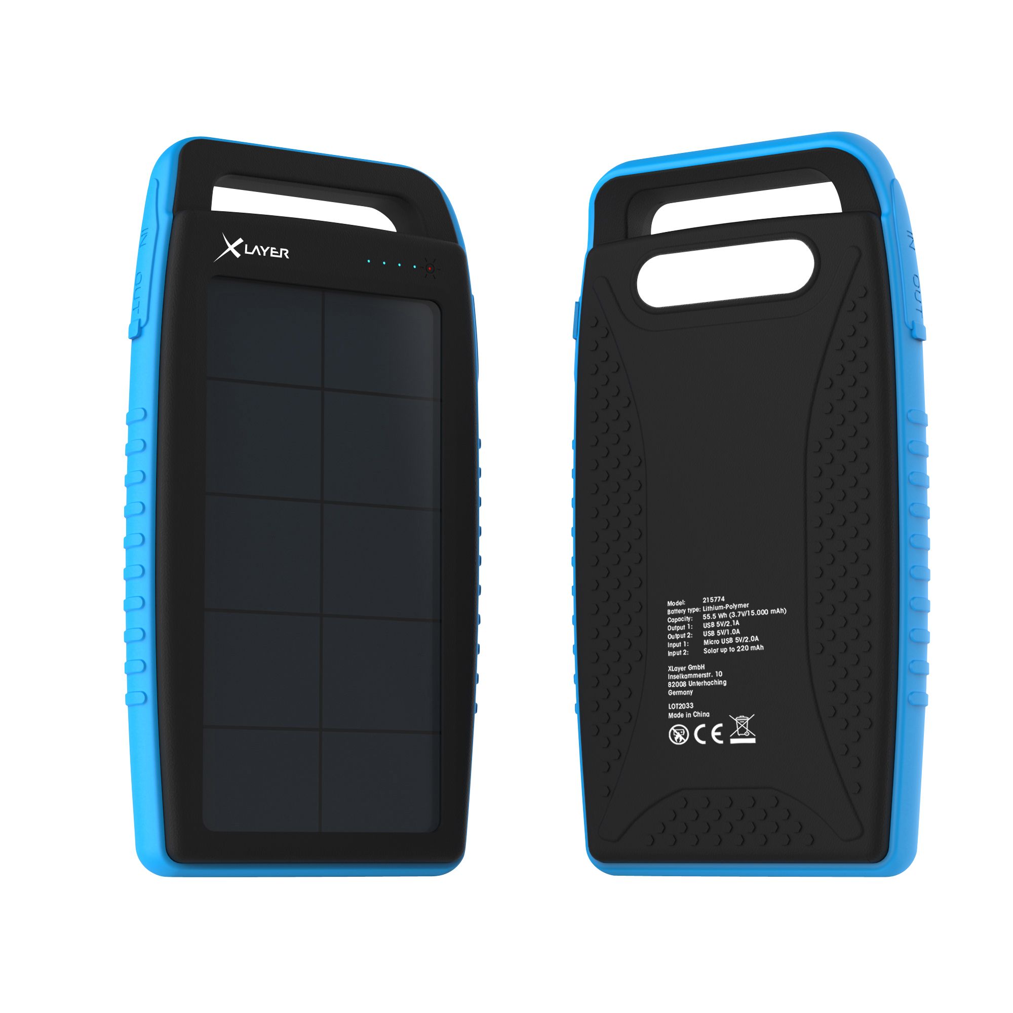 XLayer PLUS Solar 15.000 mAh Powerbank