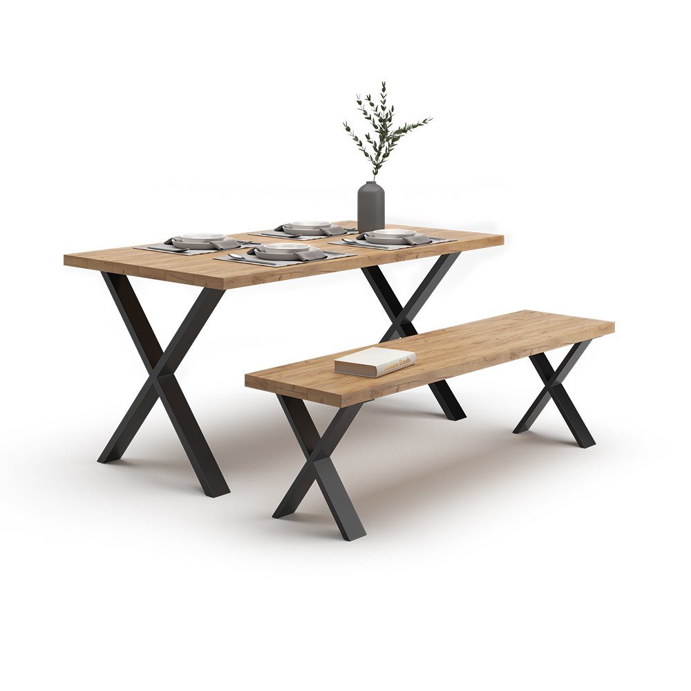 Vicco Tischbein Tischkufen X-Form LOFT 42cm 2-er Set