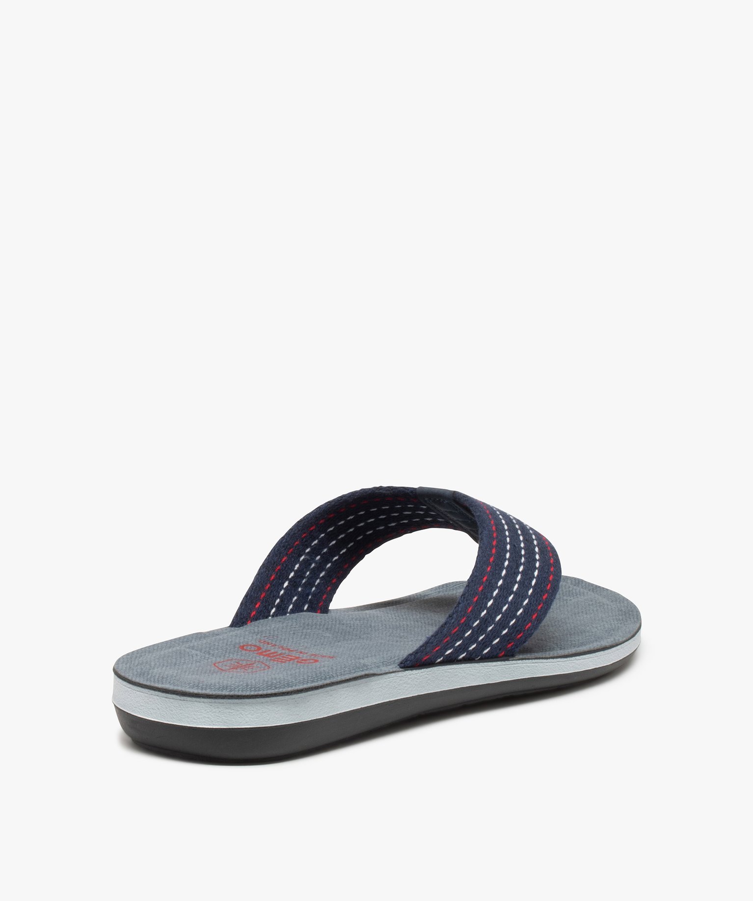 Tongs homme à larges brides en toile rayée bleu | GEMO