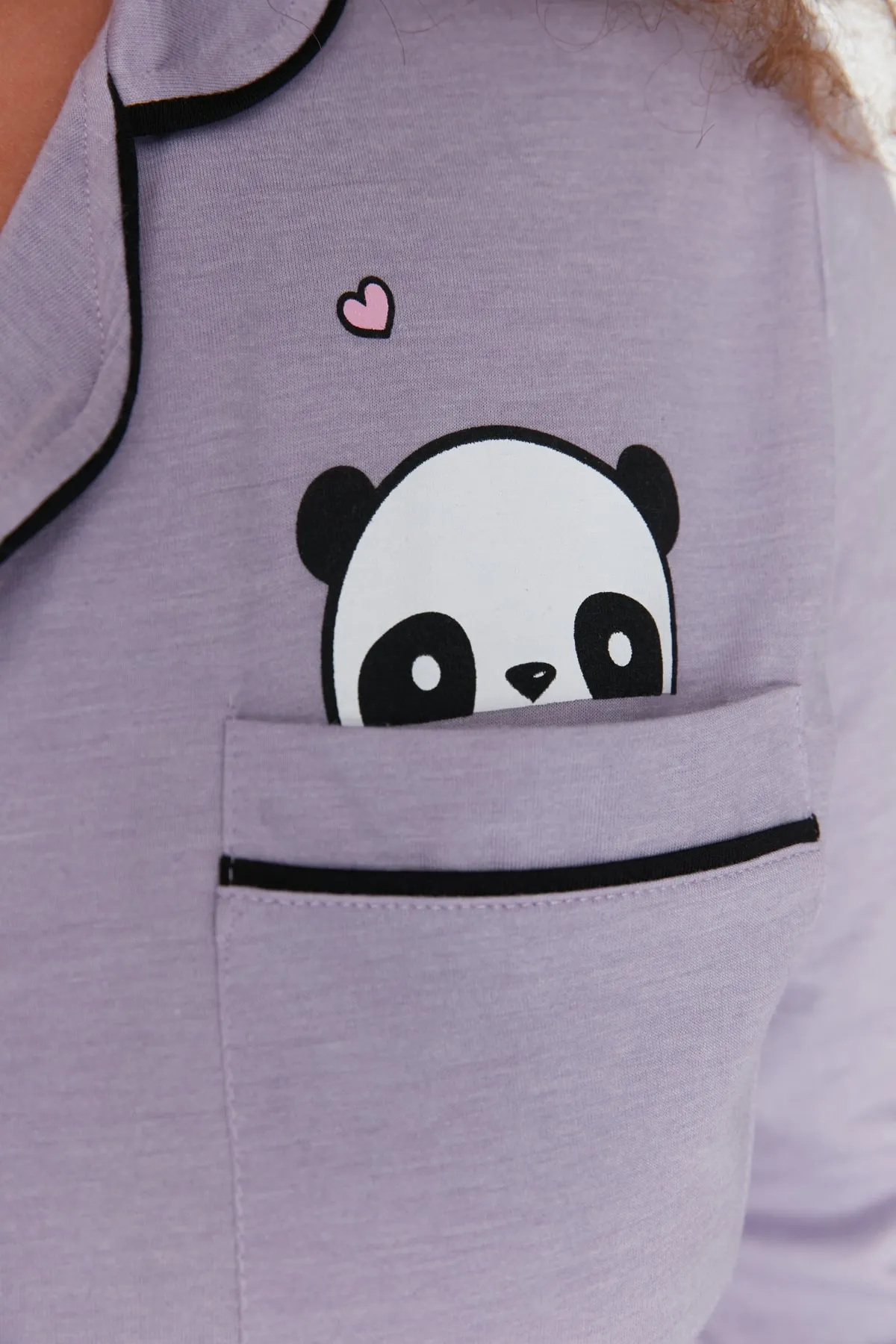 Trendyol Curve  Lila bedrucktes Strick-Pyjama-Set