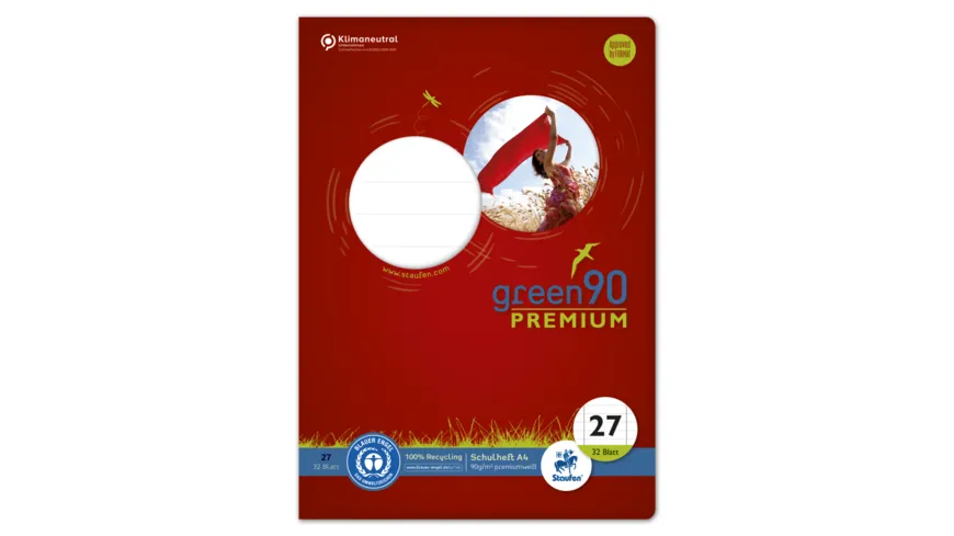 Ursus Green Premium Heft A4 32 Blatt  Lineatur 27  liniert