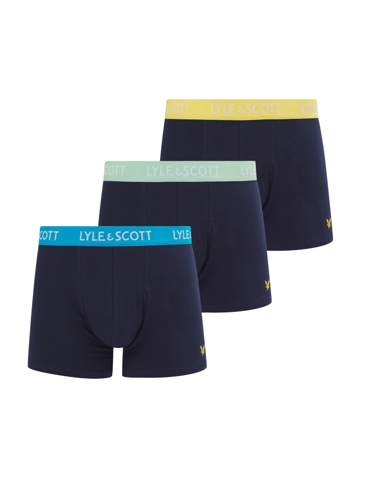 Lyle & Scott Trunks 3-Er Set in Marineblau mit mehrfarbigem Bund günstig kaufen