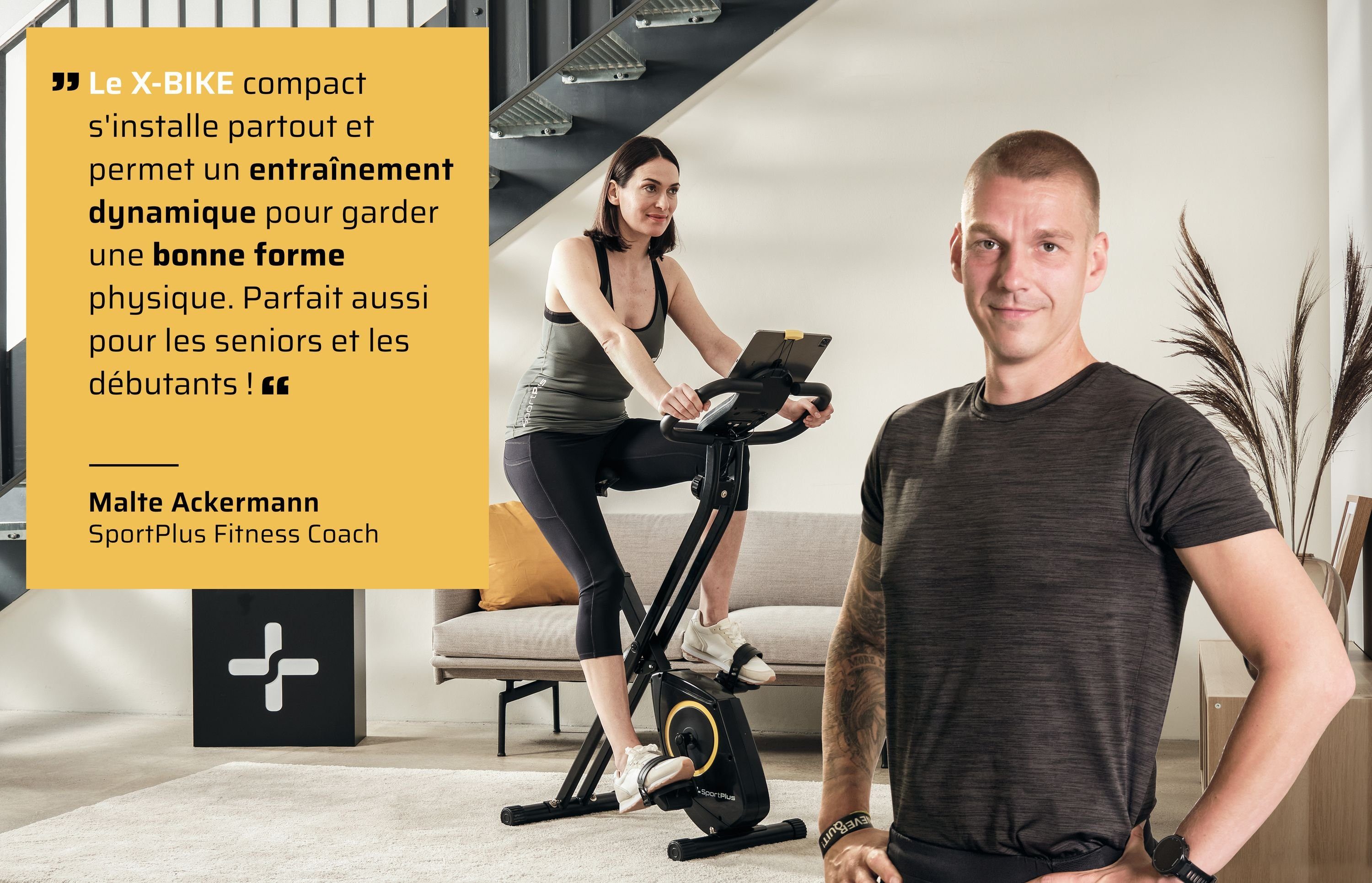 SportPlus Heimtrainer SP-HT-1200-B-iE, Heimtrainer, klappbar für zuhause, X-Bike mit 8 Stufen