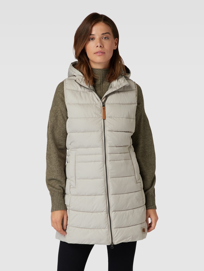 Steppweste mit Label-Patch in beige