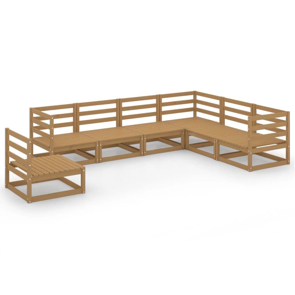 vidaXL Gartenlounge-Set 7-tlg. Garten-Lounge-Set Honigbraun Massivholz Kiefer, (1-tlg)