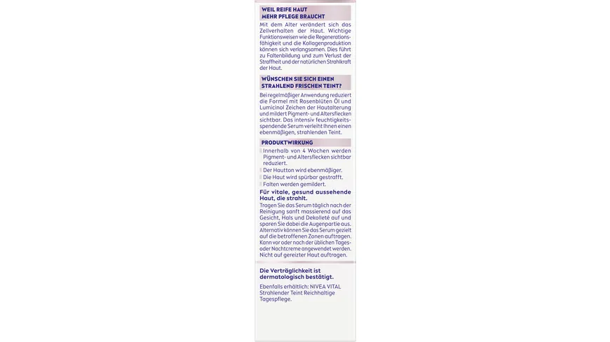 NIVEA VITAL Strahlender Teint 3in1 Beauty Serum für Reife Haut 40 ml