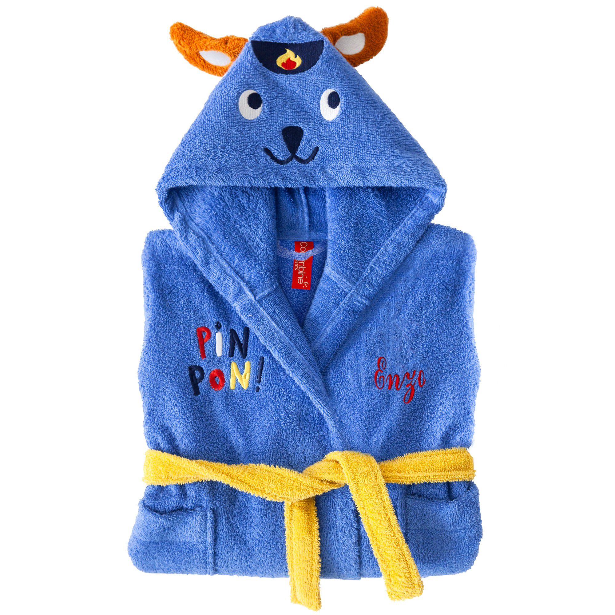 Peignoir de bain enfant personnalisable Pin-pon à capuche