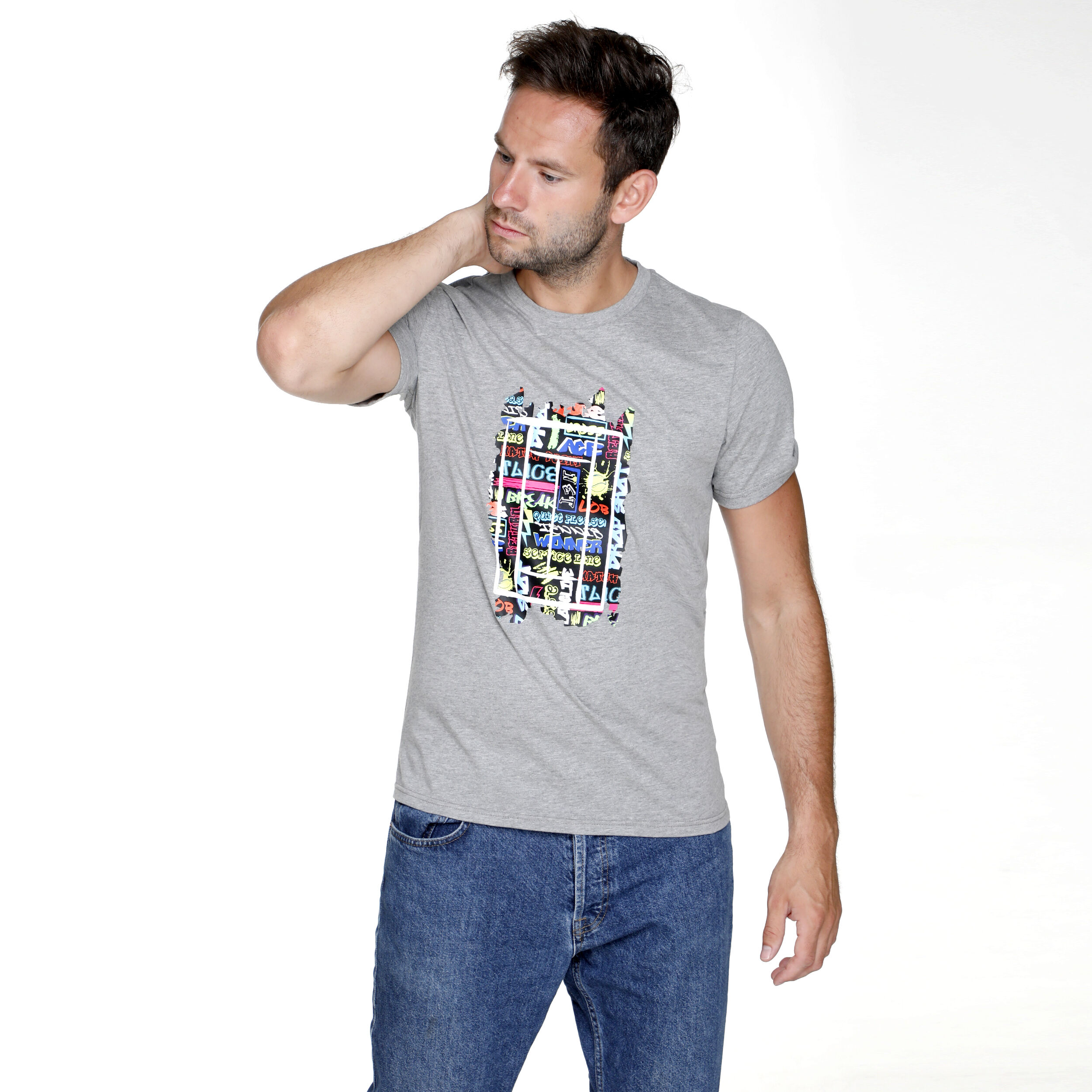 Graffity T-Shirt Herren - Grau, Mehrfarbig