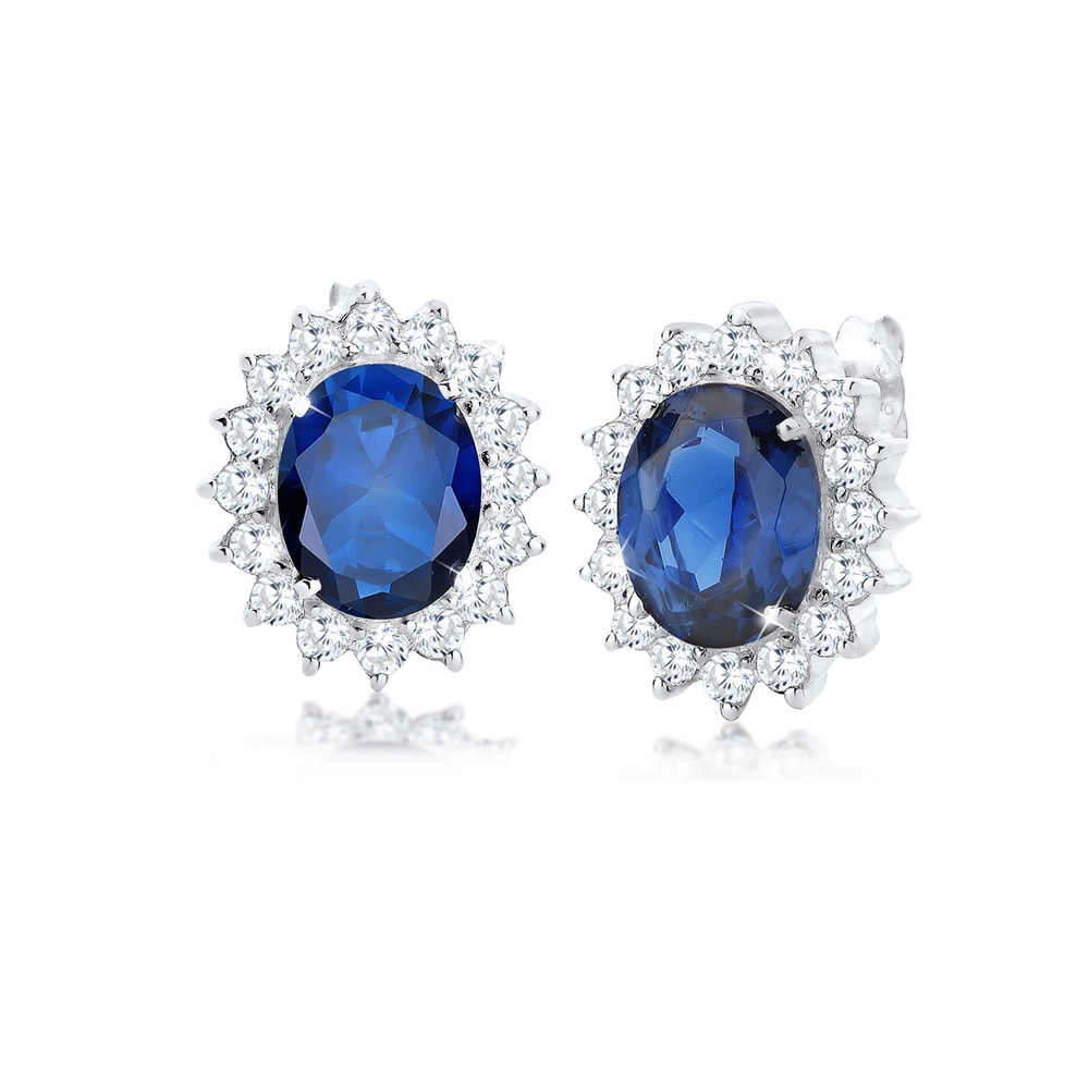 Elli Elli Boucles d'Oreilles Saphirblau Zirkonia Royal Glamour 925 Silber Boucles d'oreilles