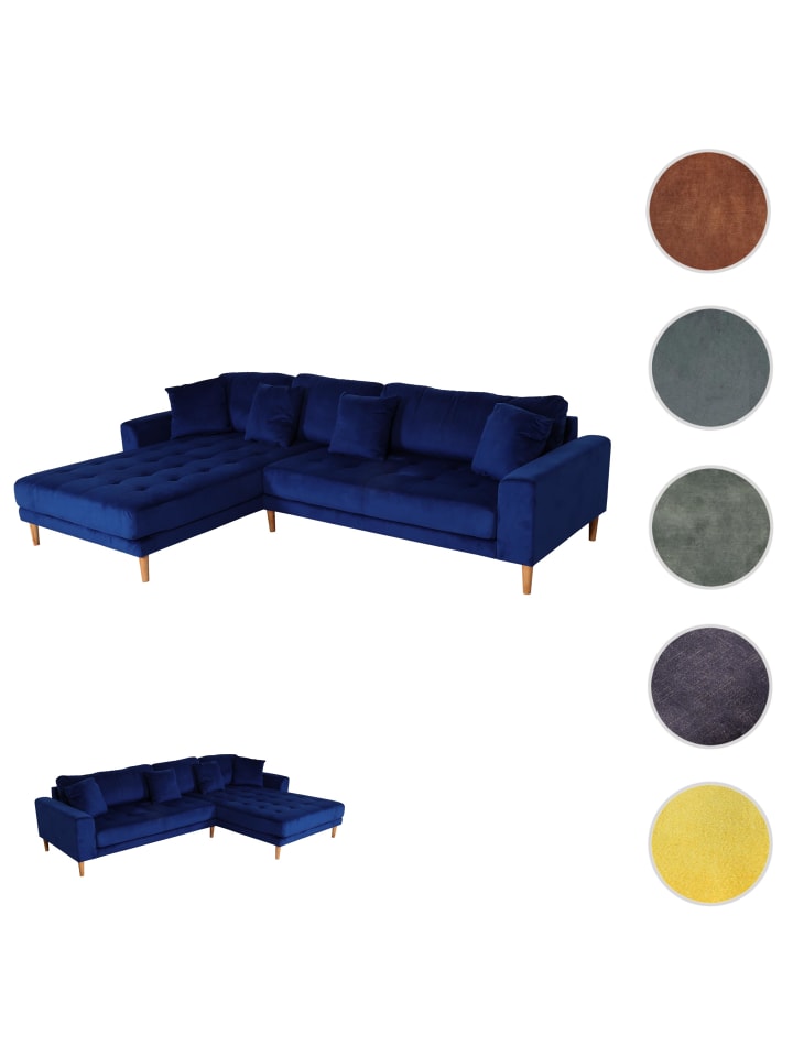 MCW Ecksofa 3-Sitzer J54, Samt blau günstig kaufen onesize