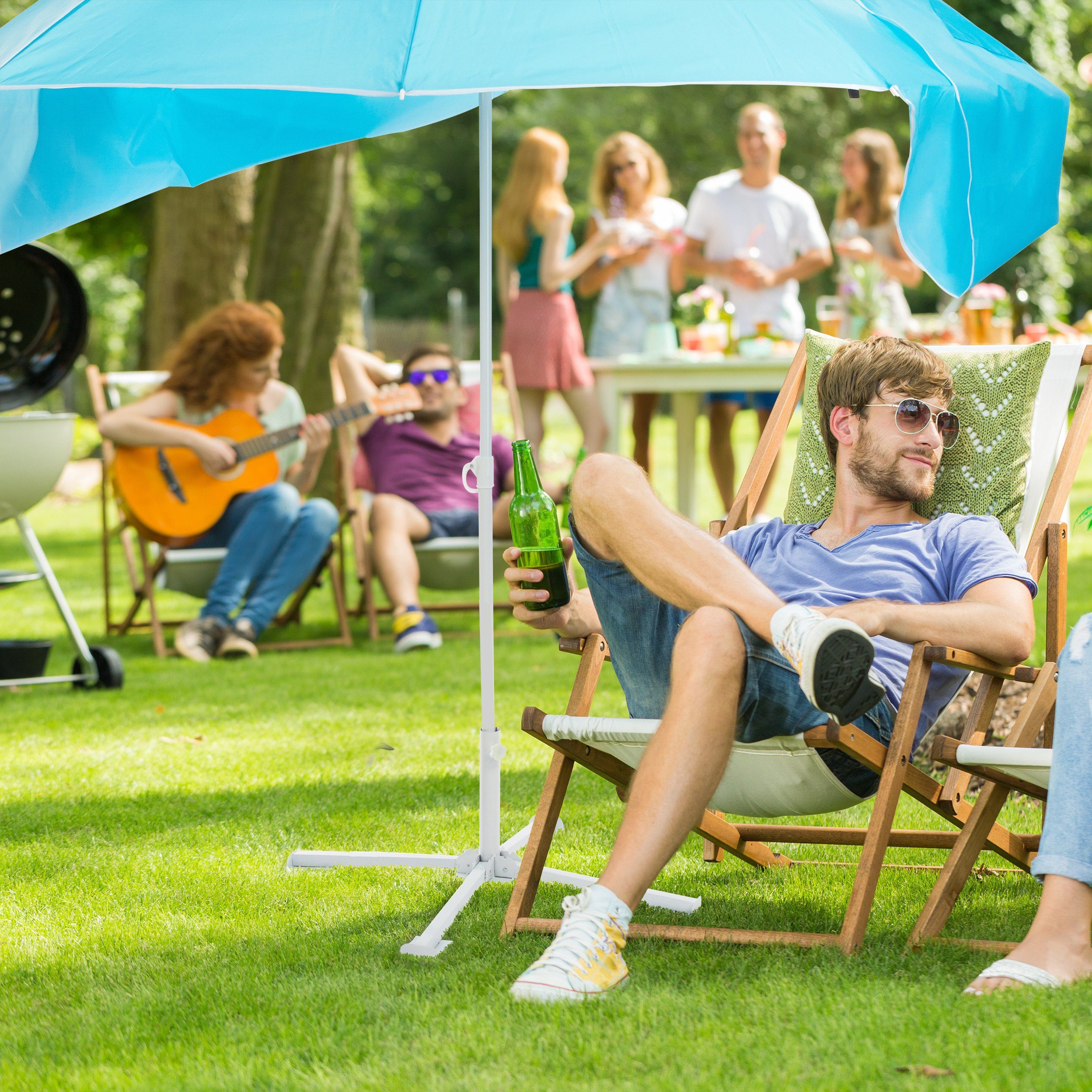 relaxdays Strandmuschel Sonnenschirm Strandmuschel 2 in 1