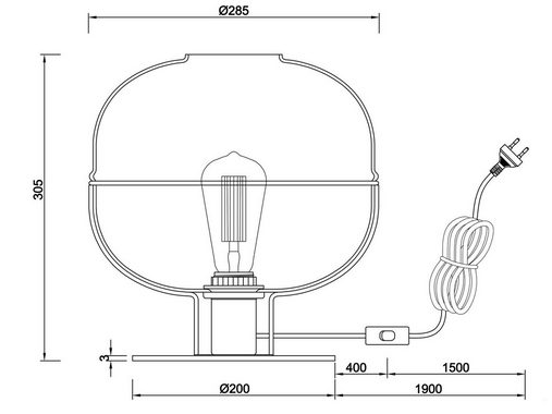 meineWunschleuchte LED Nachttischlampe, Dimmfunktion, LED wechselbar, Warmweiß, Designer-lampen Lampenschirm Rauch-glas Kugel, Fensterlampe Höhe 30cm