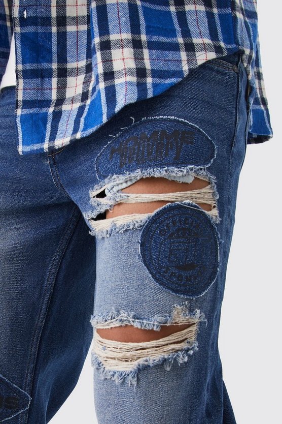 Tall lockere zerrissene Jeans mit Applikation