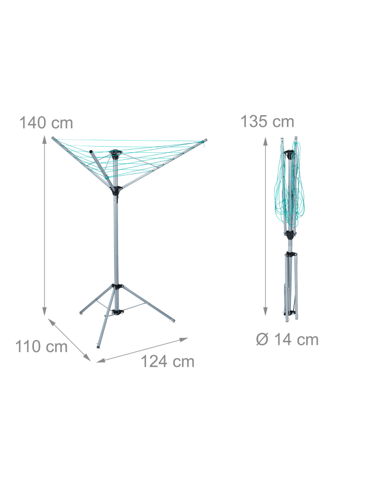 relaxdays Wäschespinne in Silber - (H)140 cm günstig kaufen onesize