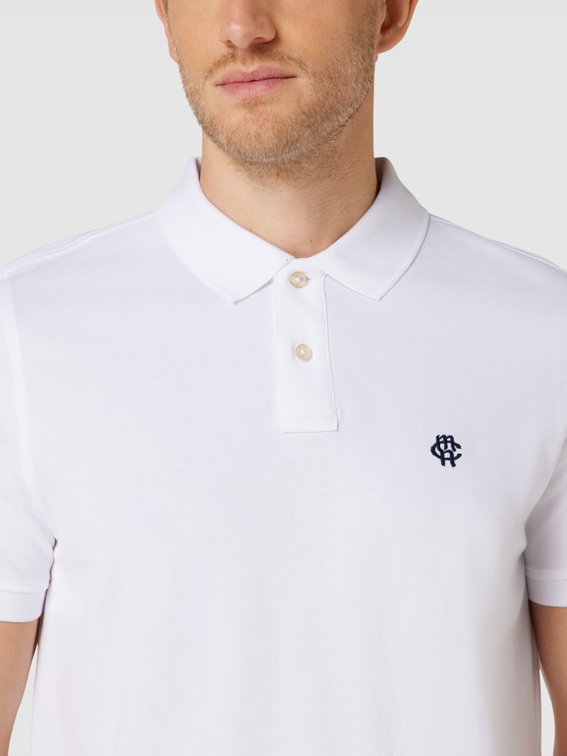 Poloshirt mit Logo-Stitching in weiß