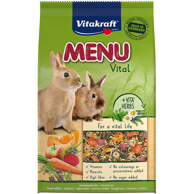 Vitakraft Dvergkaninfor 3 kg, Menu Vital