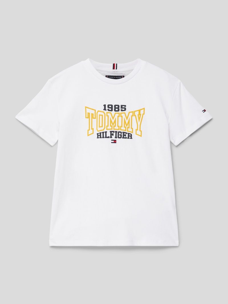 T-Shirt mit Label-Print Modell 'VARSITY' in weiß