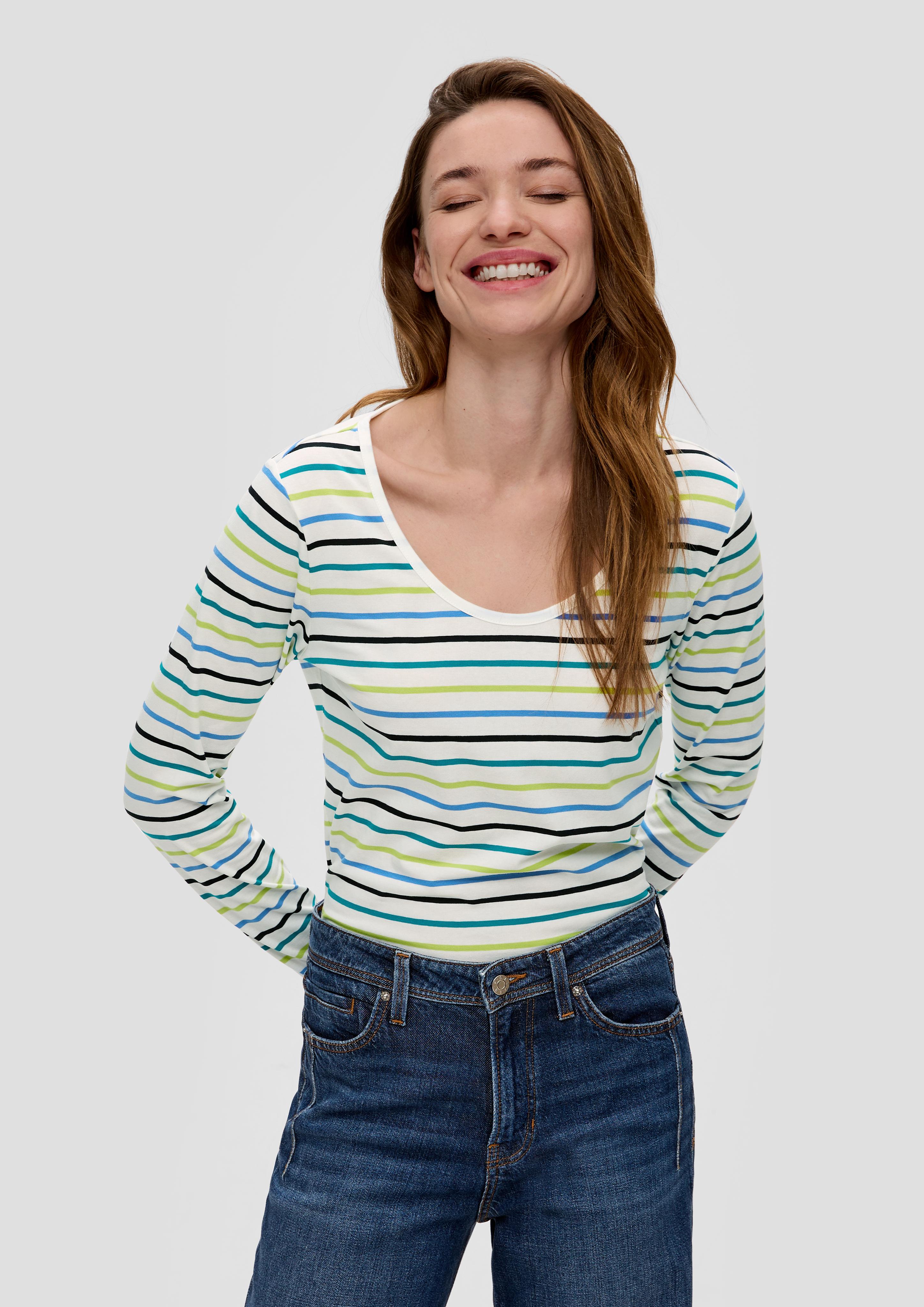 Langarmshirt mit tiefem Rundhalsausschnitt  2141909-02H8
