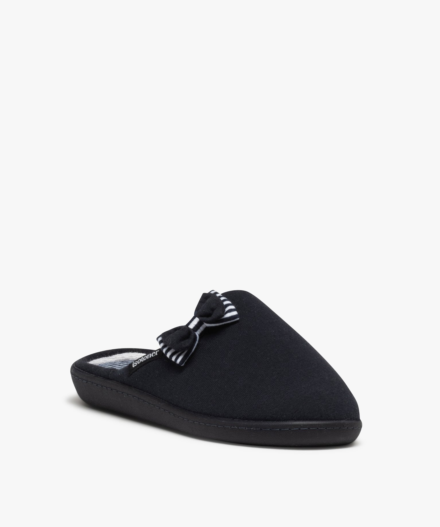 Chaussons femme mules rembourrées en jersey - Isotoner marine | GEMO