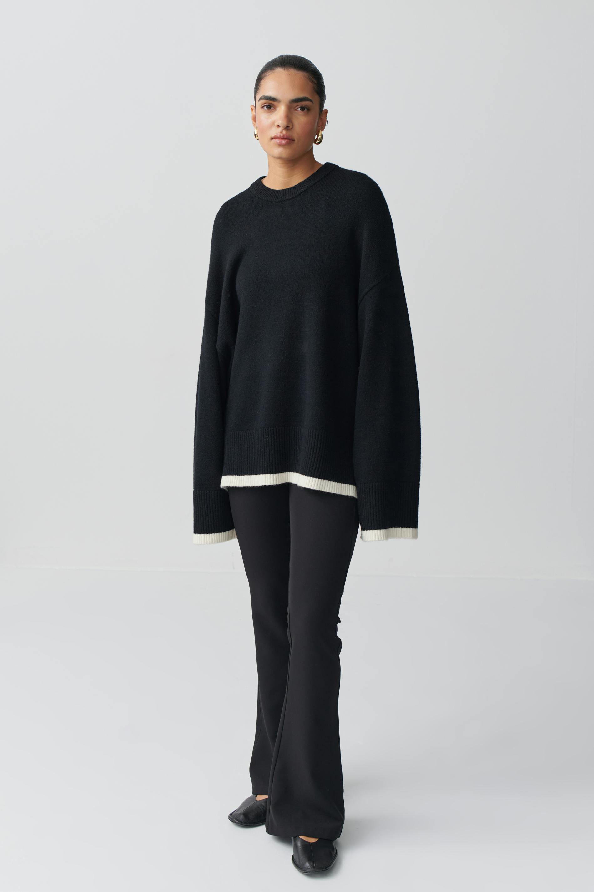 Contrast knit sweater