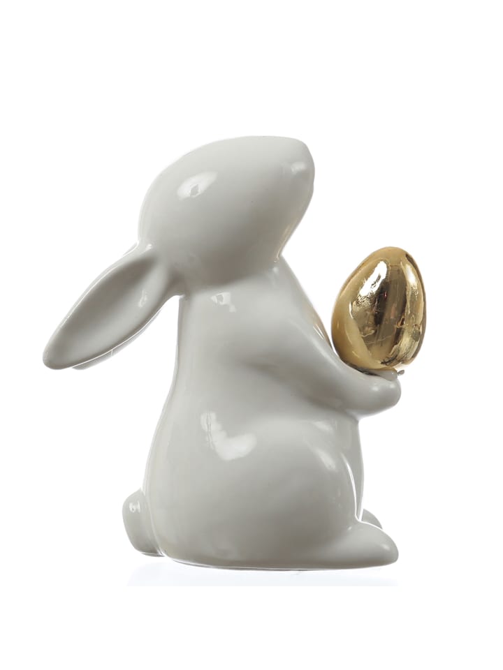 MARELIDA Hase mit goldenem Ei Osterhase Osterdeko Dekofigur H: 13cm in weiß günstig kaufen onesize