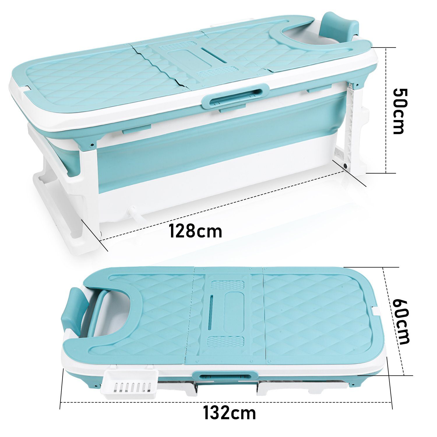 Gimisgu Badewanne Badewanne Faltbare Erwachsene Klappbadewanne blau 128cm