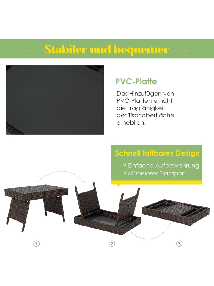 COSTWAY Gartentisch 60x40x40cm in Braun günstig kaufen onesize