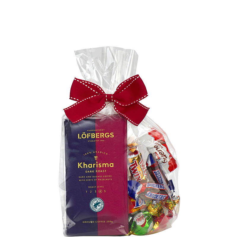 Gavepakning 250 g kaffe & 110 g mix. sjoko