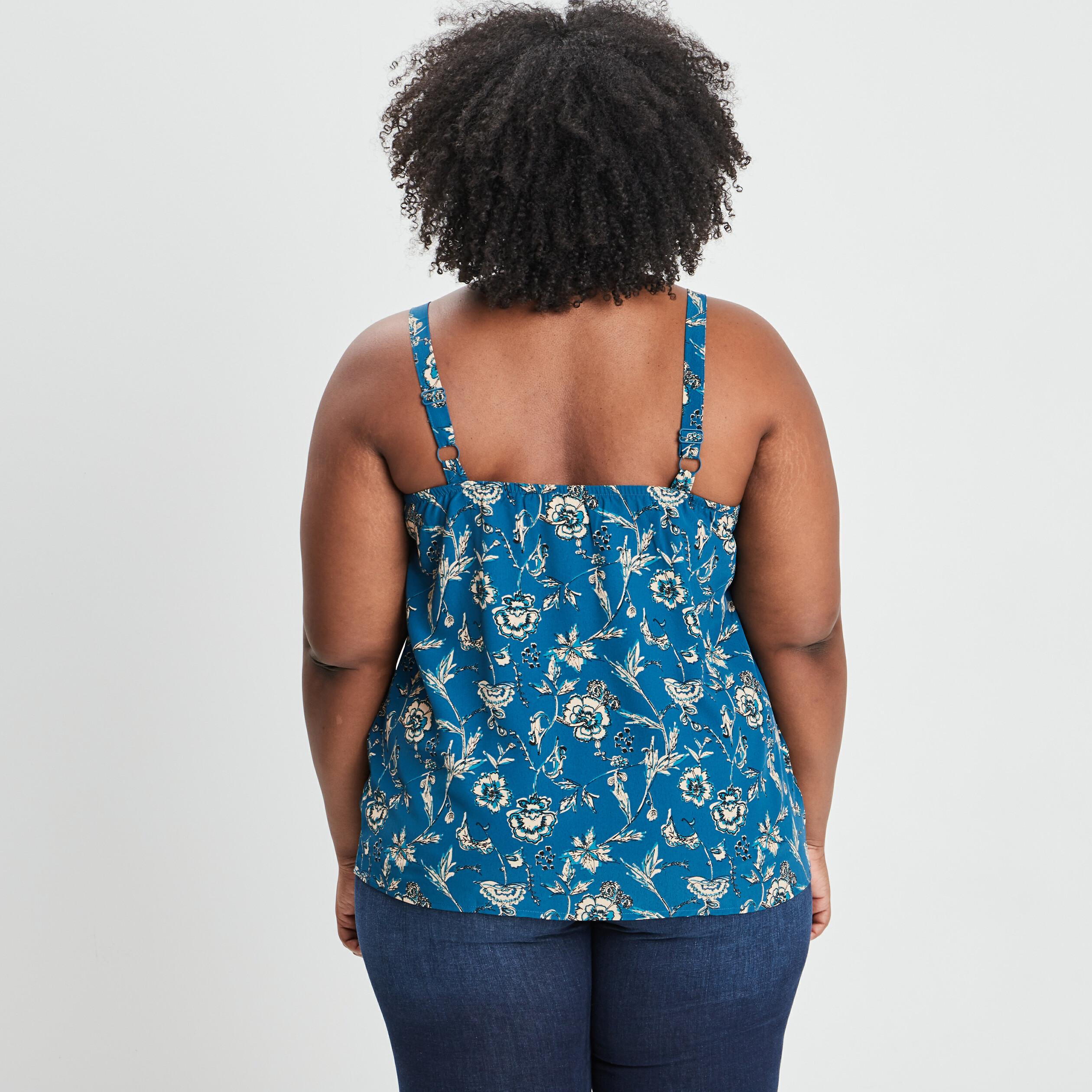 Débardeur fluide bretelles larges bleu canard femme grande taille | La Halle
