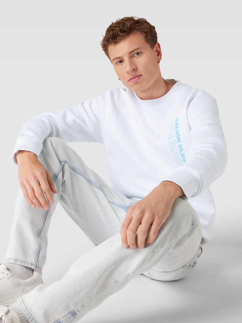 Sweatshirt mit Label-Print in weiss