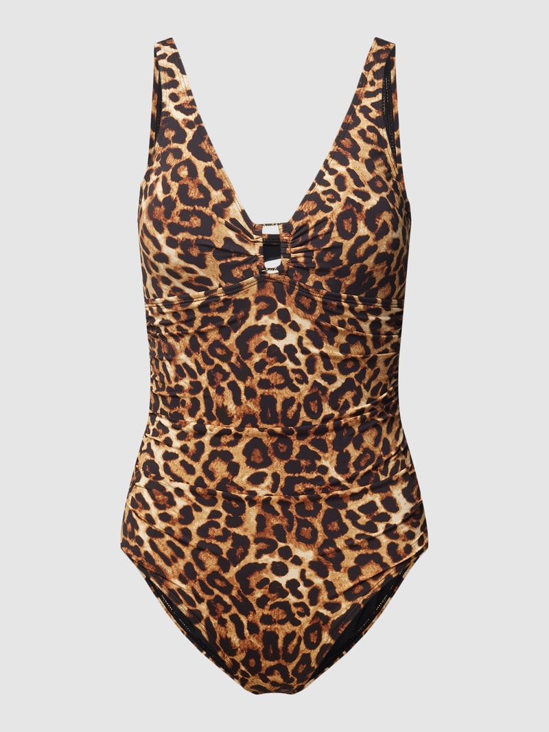 Badeanzug mit Allover-Animal-Print Modell 'LEOPARD' in mittelbraun