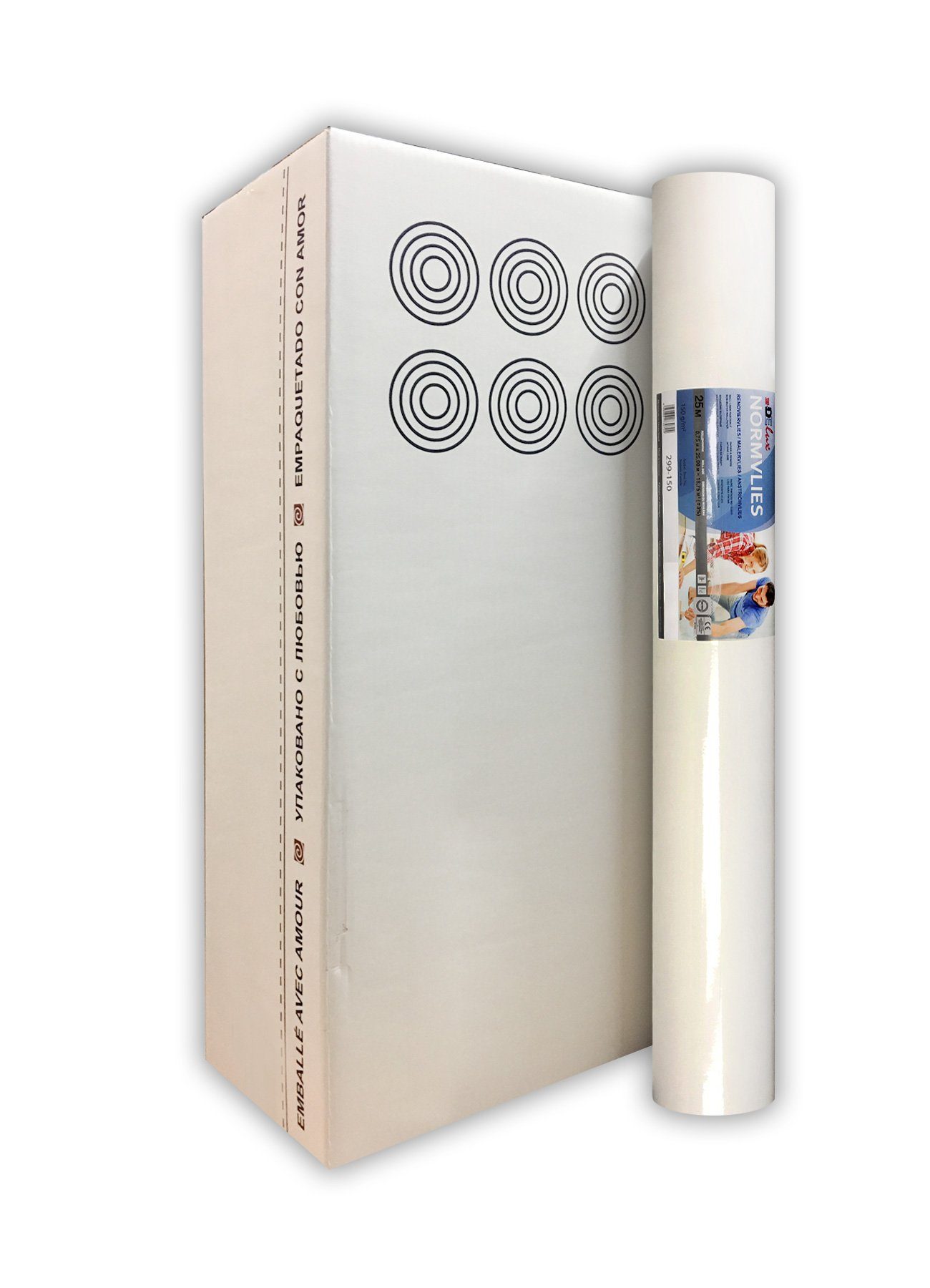 Profhome Vliestapete 299-150-6-O, glatt, matt, einfarbig, unifarben, (Renoviervlies Glattvlies Malervlies, 150 g/m2, 1 Karton mit 6 Rollen / 112,5 m2 weiss), Reparaturvlies Anstrichvlies glasfaserfrei, atmungsaktiv, rissüberbrückend, überstreichbar