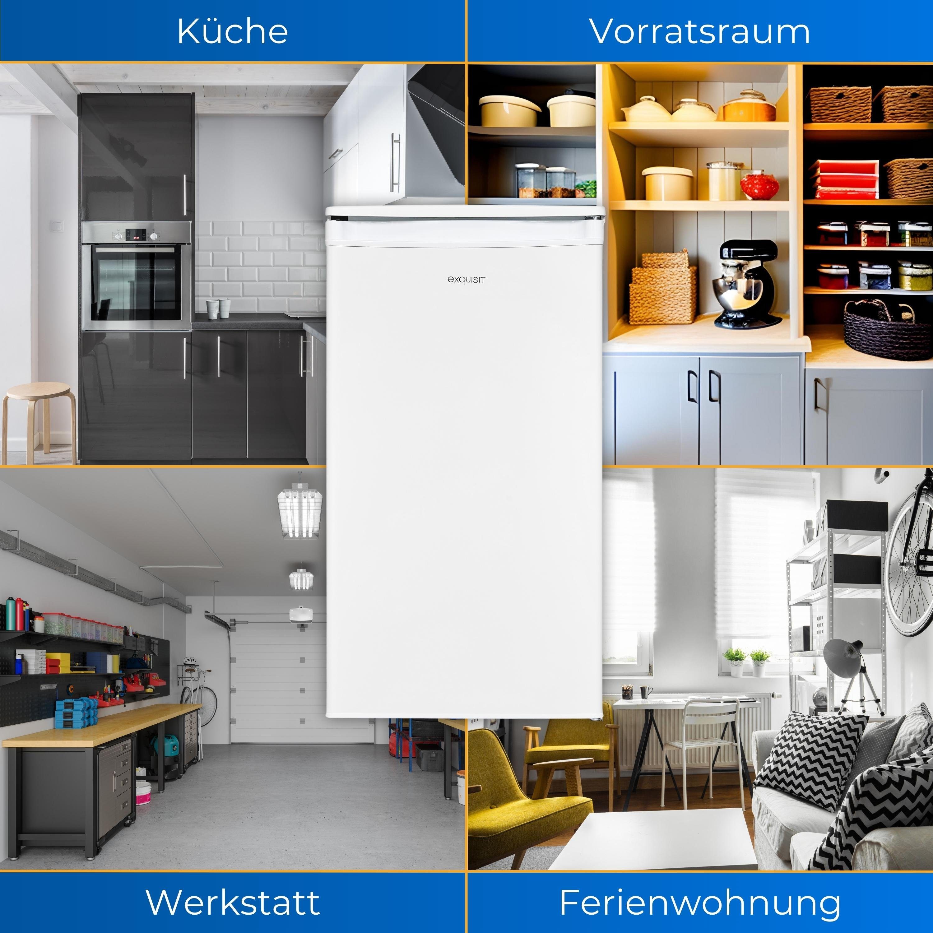 exquisit Kühlschrank KS86-0-091F, 84.5 cm hoch, 45 cm breit, 79 Liter Nutzinhalt, Eisfach, LED-Beleuchtung