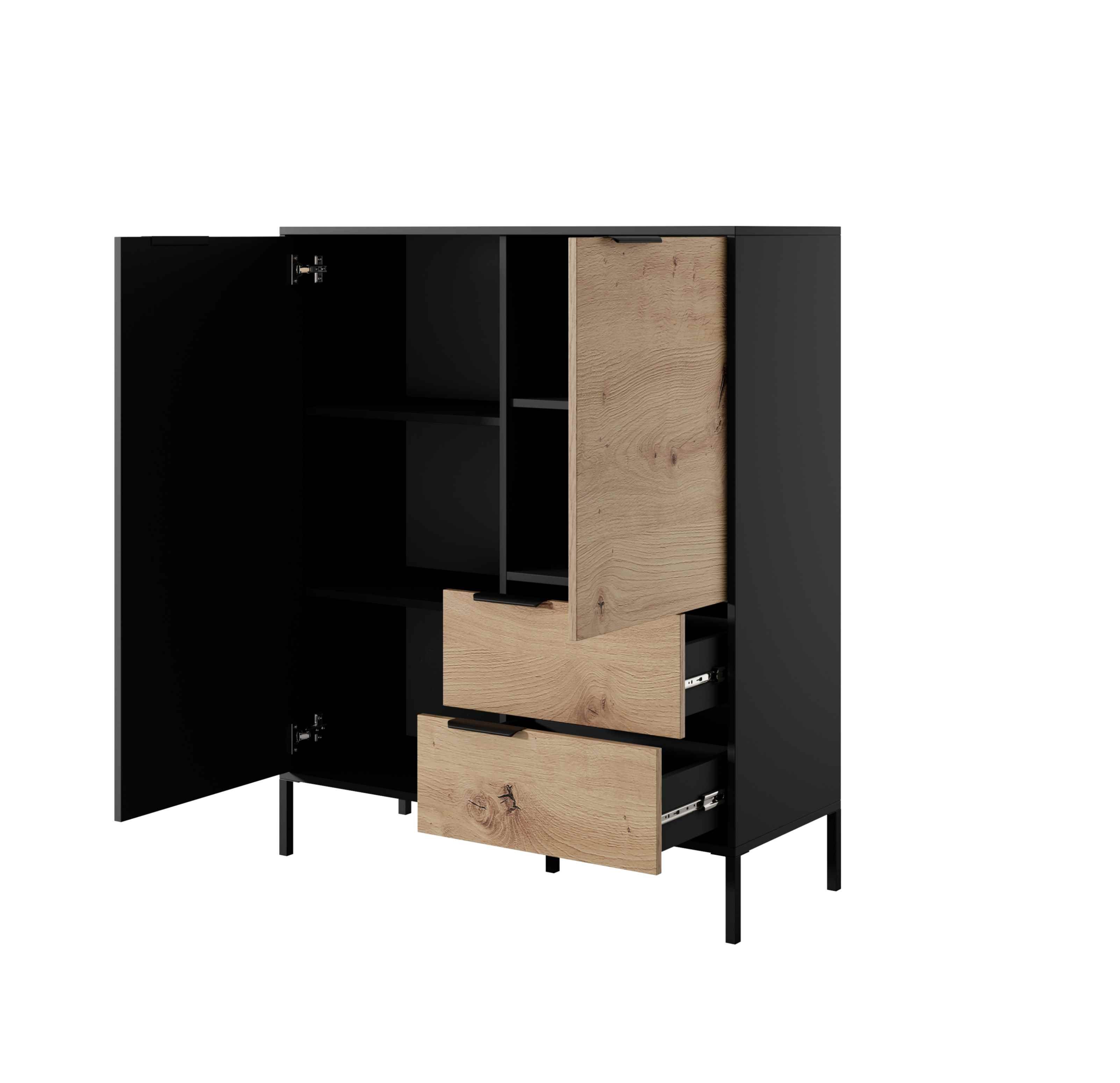 Furnix Highboard RAVIN 2D2S Sideboard mit Flügeltüren und Schubladen, B103,3 cm x H123,4 cm x T39,5 cm, 2 Farbvarianten