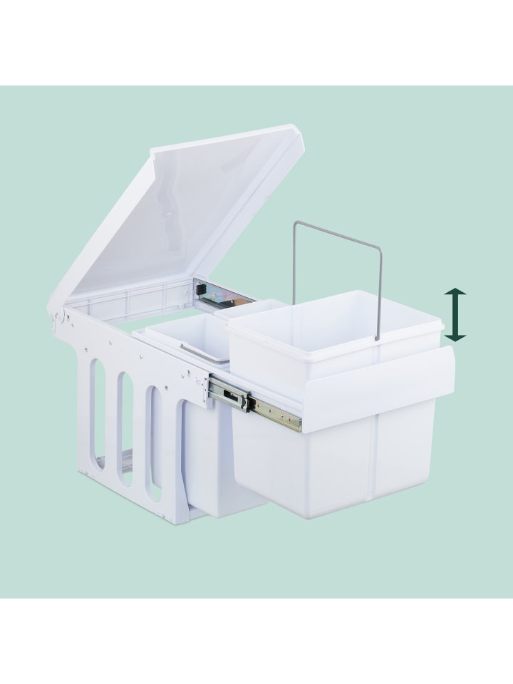 relaxdays Einbaumülleimer in Weiß - 1 x 15 L   2 x 8 L günstig kaufen onesize