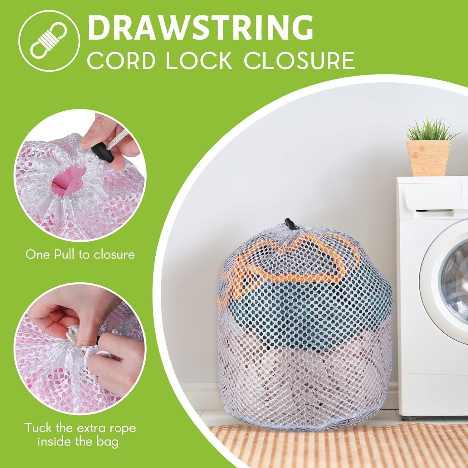 ASLENY Wäschenetz 4 Stücke Waschsack für die Waschmaschine mit Kordelstopper,(4-St), Geeignet für Unterwäsche, Babykleidung, Socken und Kaschmir.