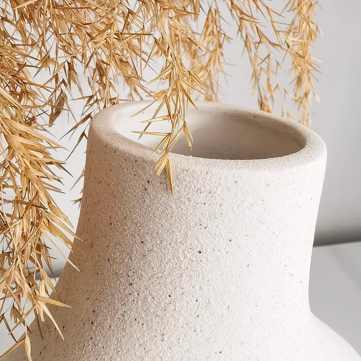 SCOHOME Dekovase Keramik Vase für pampasgras,Weiß Vase modern deko vase Boho Deko Stil, Kreative 2er Set Vasen,Blumenvase für frische Blumen&Trockenblumen