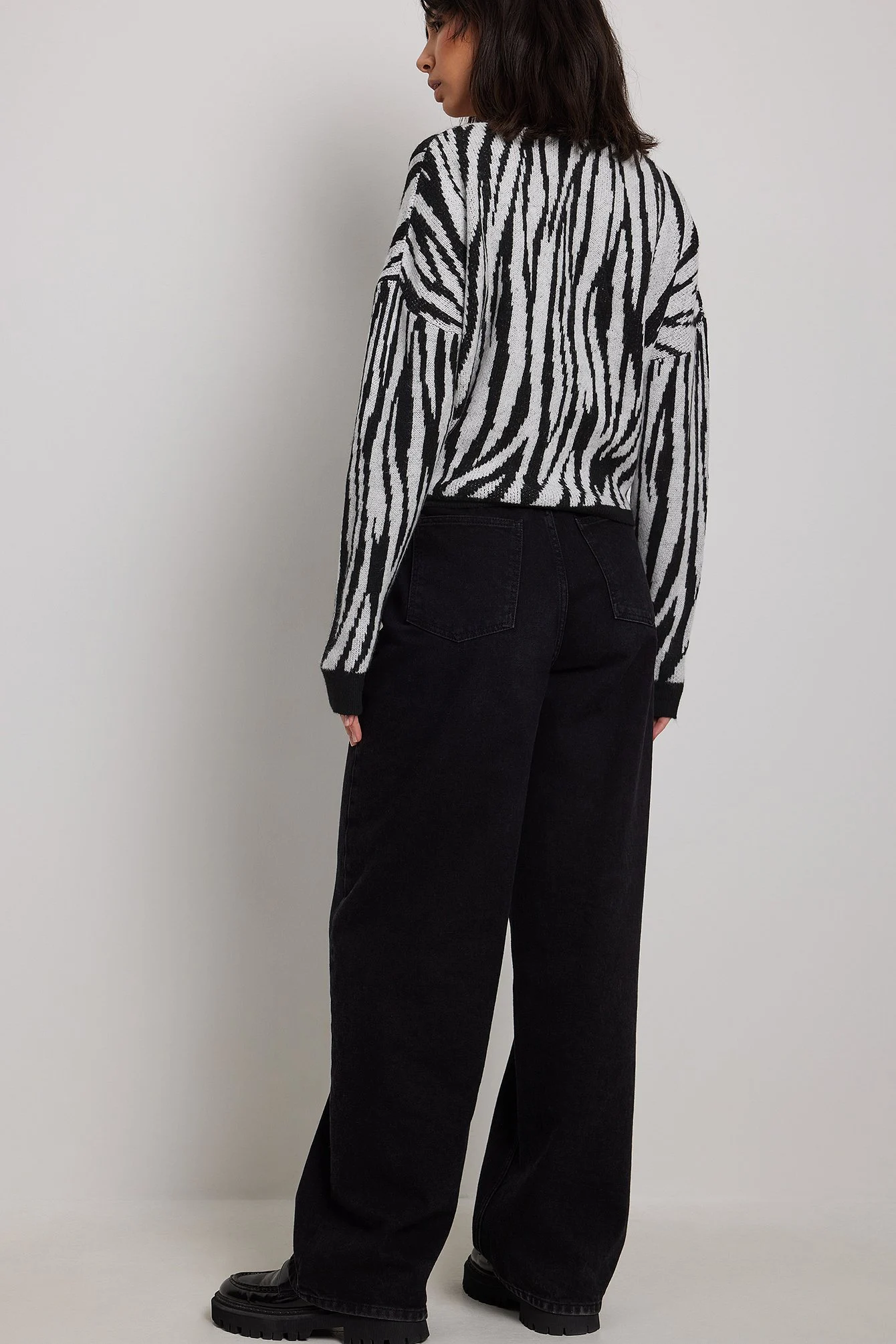 Jacquard Strickpullover in Wickeloptik