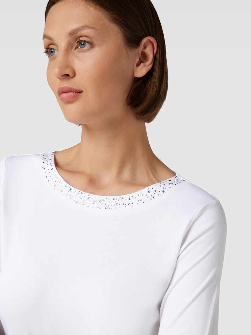 T-Shirt mit Ziersteinbesatz in weiß