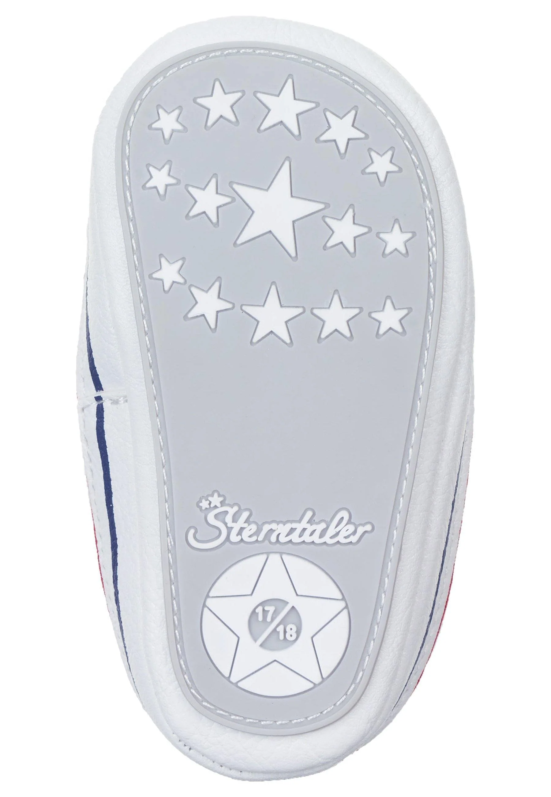 Babyschuh aus Baumwollstoff in Silber mit Paspel